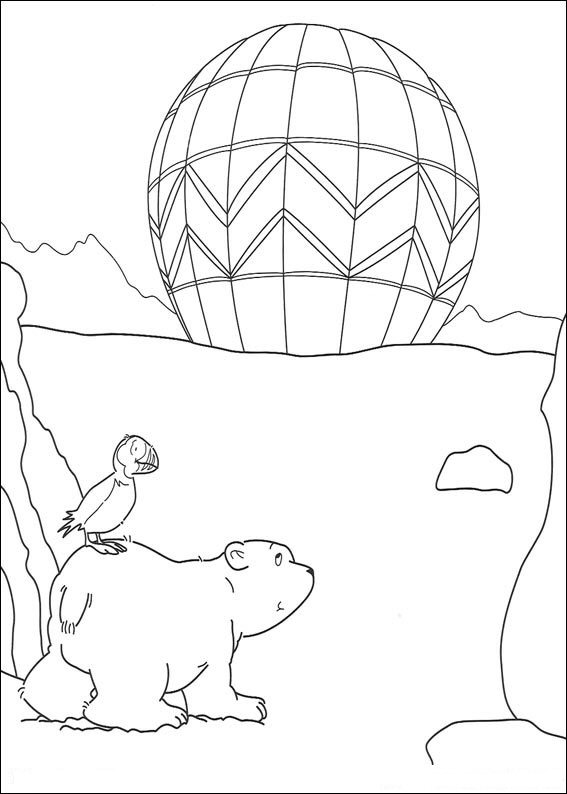 Print Kleine ijsbeer ziet luchtballon kleurplaat